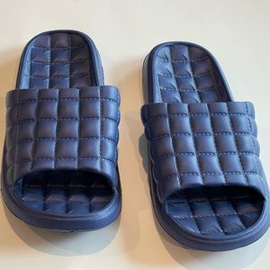 Women's Blue Plaid Soft Sole Slippers Indoors